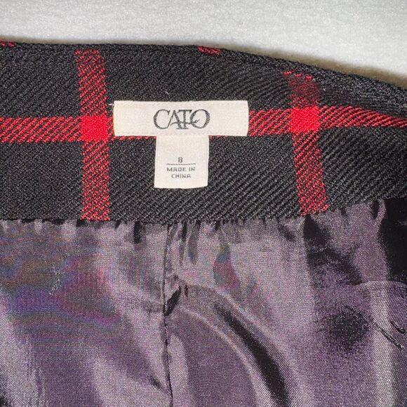 CATO Navy and Red Plaid Long Wrap Skirt Fully Lined 8, classic preppy Valentine - Picture 5 of 6